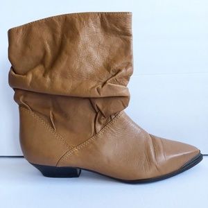 NINE WEST Slouch Boots Boho Tan Low Heel "Lainey"